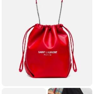 NEW Saint Laurent Large Red Teddy Bucket Bag